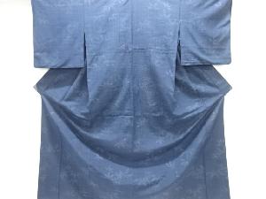 アンティーク　笹模様織り出し手織り紬単衣着物